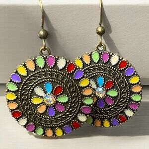 Boho Medallion Bronze Earrings